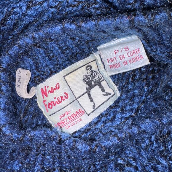 Vintage Nino Foriero Knit Sweater with Leather V Sz S - Picture 9 of 10